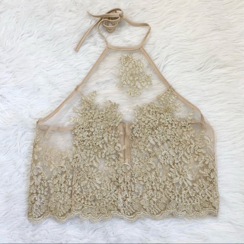 Gold Lace Prom Crop Top
